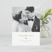 エレガンスモダン金ゴールドタイポグラフィ結婚ズ サンキューカード (スタンド正面)