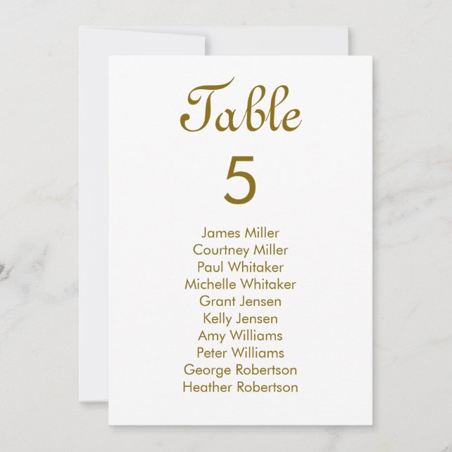 エレガンスモダン金ゴールドテーブル番号座席 (正面)