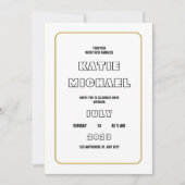 エレガンスモダン金ゴールド縁どミニマ結婚リスト 招待状 (正面)