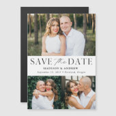 エレガンスモダン3枚の写真が日付を保存 マグネット招待状 (正面/裏面)