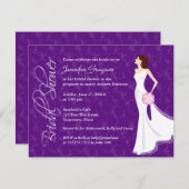 エレガンスリモダンッチパープルブライダルシャワー 招待状 (正面/裏面)