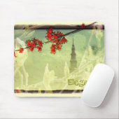 エレガンスレッドグリーンフラワーズタワー マウスパッド (マウス)