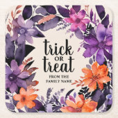 エレガンス不気味ハロウィーンフローラリースコレクション スクエアペーパーコースター (正面)