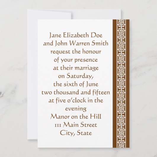 エレガンス中国のインチョコレート結婚式招待状 招待状 (正面)