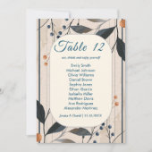 エレガンス入りブルー&金ゴールドモダンシーティングカード 招待状 (正面)