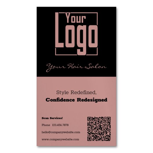 エレガンス再定義プロフェッショナルヘアサロンQRコード マグネット名刺 (正面縦)