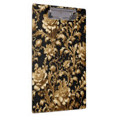 エレガンス再考:ブラックと金ゴールドフローラ クリップボード (右)