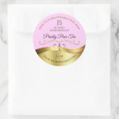 エレガンス波状金ゴールドデコーライトピンクモノグラムラベル ラウンドシール (バッグ)