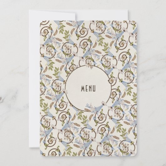 エレガンス王室のビクトリアンウォーターカラーメニューカード 招待状 (裏面)