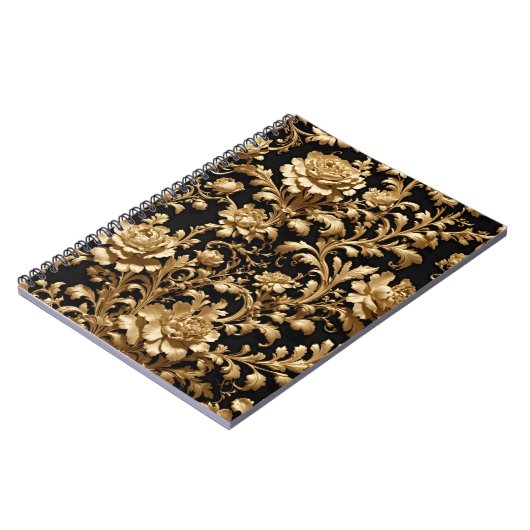 エレガンス発表：ブラックと金ゴールドフローラ ノートブック (左側)