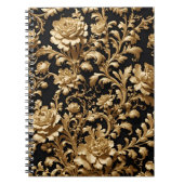 エレガンス発表：ブラックと金ゴールドフローラ ノートブック (正面)