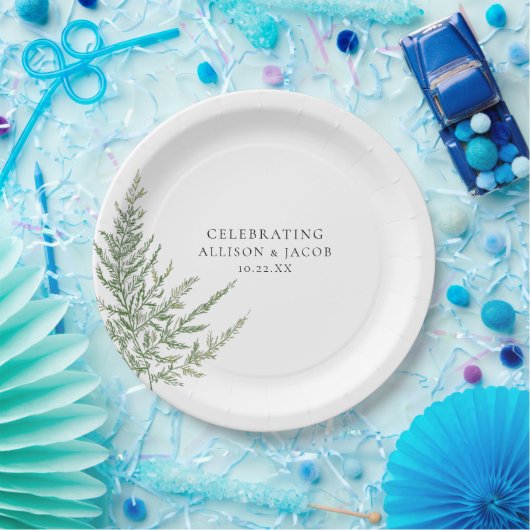 エレガンス素朴ウォーターカラーファーン結婚ズ ペーパープレート (パーティー)