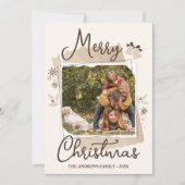 エレガンス素朴クリスマスファミリーフォトコラージュ シーズンカード (正面)