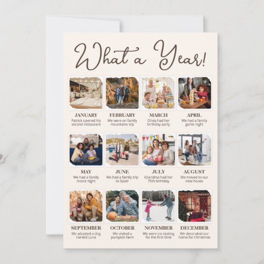 エレガンス素朴クリスマスファミリーフォトコラージュ シーズンカード (裏面)