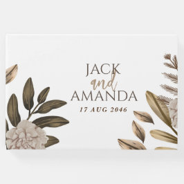 エレガンス素朴シックフローラ結婚ズゲストブック ゲストブック