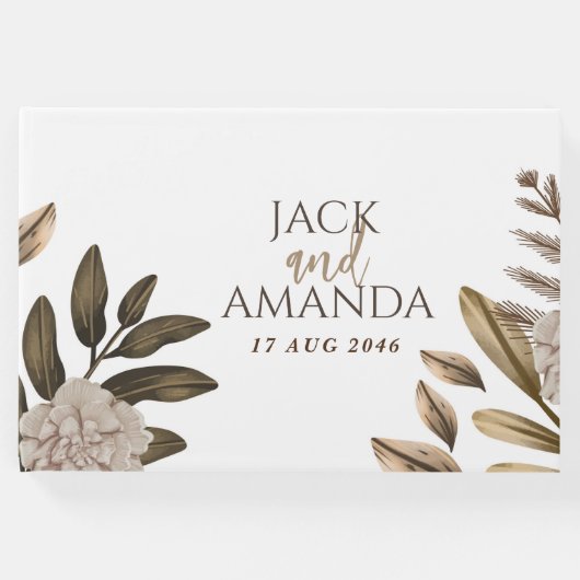 エレガンス素朴シックフローラ結婚ズゲストブック ゲストブック (正面)