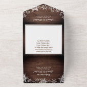 エレガンス素朴スノーフレークスウッドクリスマ結婚ス オールインワン招待状 (外側)