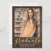 エレガンス素朴スモダンスクリプト2写真の卒業 案内状 (正面)
