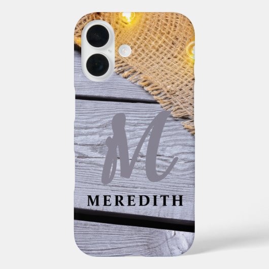 エレガンス素朴バーンウッドバーラップネームアンドモノグラム Case-Mate iPhoneケース (裏面)