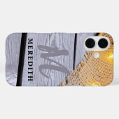 エレガンス素朴バーンウッドバーラップネームアンドモノグラム Case-Mate iPhoneケース (裏面 (横))