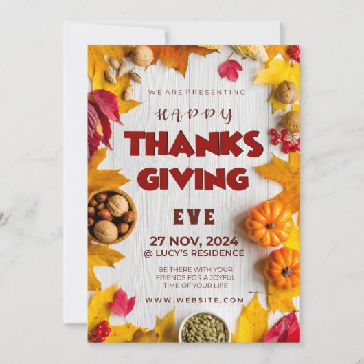 エレガンス素朴パンプキ葉ンズ&サイズリングスパイス 招待状 (正面)
