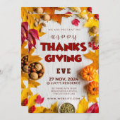 エレガンス素朴パンプキ葉ンズ&サイズリングスパイス 招待状 (正面/裏面)