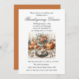 エレガンス素朴ファミリーフレンズサンクスギビングディナー 招待状