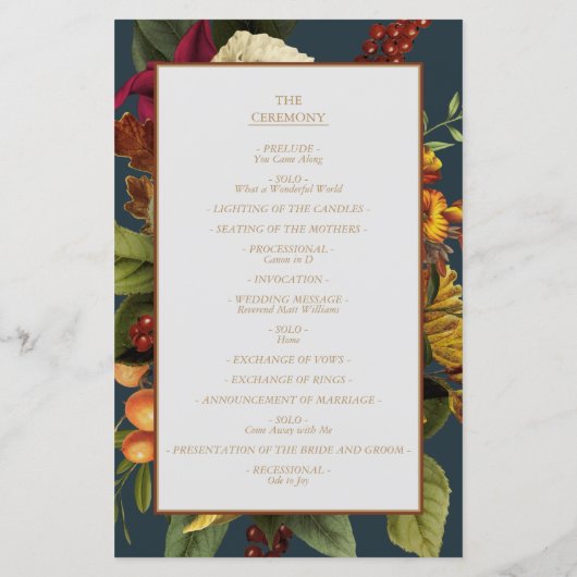 エレガンス素朴フローラブーケ結婚式 プログラム (裏面)