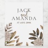 エレガンス素朴フローラ結婚のワインボトルラベル ワインラベル (シングルラベル)