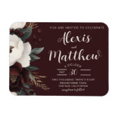 エレガンス素朴ブルゴーニュフローラ結婚ズ マグネット (横)