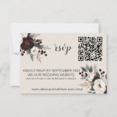 エレガンス素朴ブルゴーニュ&クリームフローラ 出欠カード (正面)