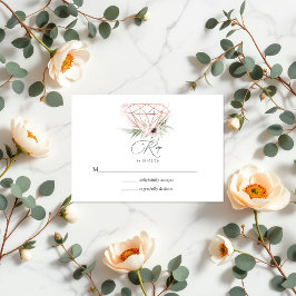 エレガンス素朴ブロンズジオメトリックダイアモンド結婚ズ 出欠カード