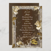 エレガンス素朴ホワイトローズバチェロレッテ 招待状 (正面/裏面)