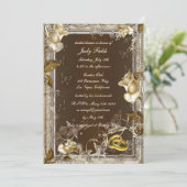 エレガンス素朴ホワイトローズブライダルシャワー招待状 招待状 (スタンド正面)