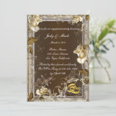 エレガンス素朴ホワイトローズ婚約パーティ招待状 招待状 (スタンド正面)