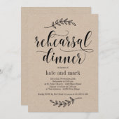 エレガンス素朴リハーサルディナー招待状クラフト 招待状 (正面/裏面)