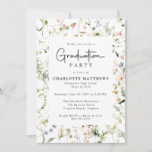 エレガンス素朴ワイルドフラワーフレーム卒業パーティー 招待状 (正面)