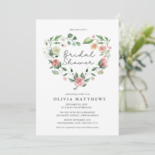 エレガンス素朴赤面フローラブライダルシャワー 招待状 (スタンド正面)