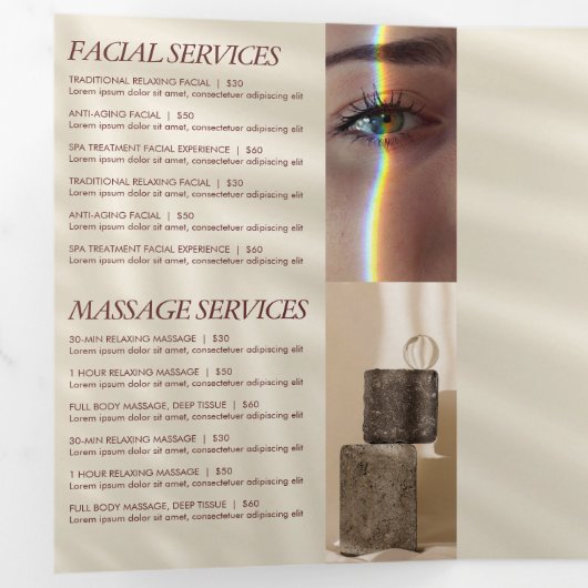 エレガンス自然ロゴ美しい、スパマルーンのパンフレット 三つ折りカード (内部最初)