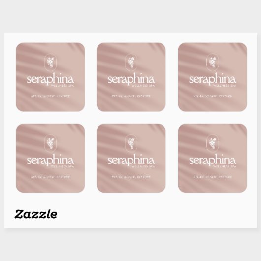 エレガンス自然ロゴ美しい、スパ、ブティックピンク スクエアシール (シート)