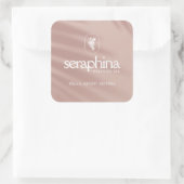 エレガンス自然ロゴ美しい、スパ、ブティックピンク スクエアシール (バッグ)