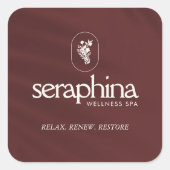 エレガンス自然ロゴ美しい、ブティック、スパマルーン スクエアシール (正面)