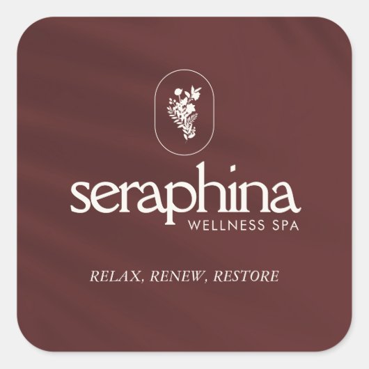 エレガンス自然ロゴ美しい、ブティック、スパマルーン スクエアシール (正面)