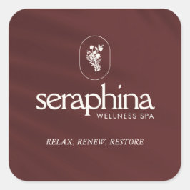 エレガンス自然ロゴ美しい、ブティック、スパマルーン スクエアシール