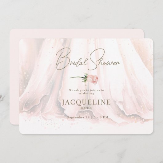エレガンス赤面バラ結婚ズドレスブライダルシャワー 招待状 (正面/裏面)