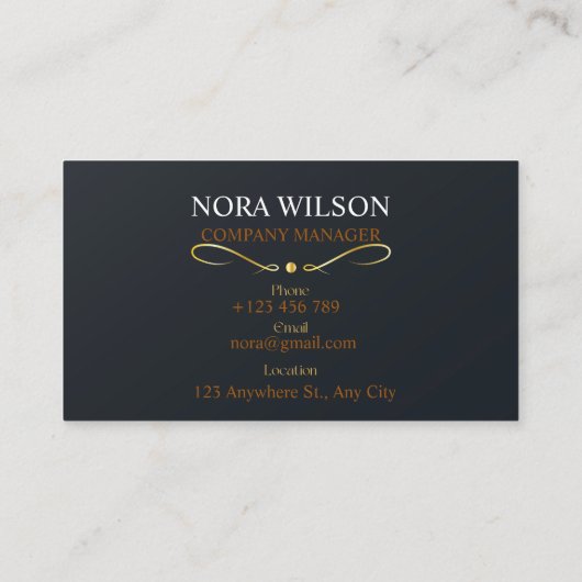 エレガンス金ゴールドラグジュアリープロフェッショナルカンパニーブランド 名刺 (裏面)