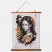 エレガンス開花:フローラとポートレート調和 吊り下げ型タペストリー (正面2)