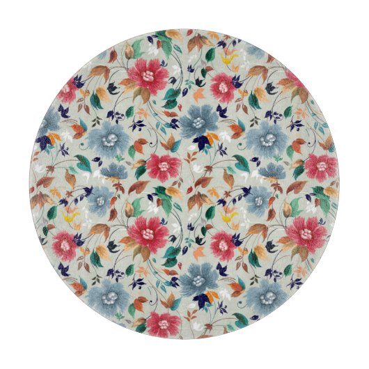 エレガンス開花:フローラヴィンテージ背景 カッティングボード (正面)