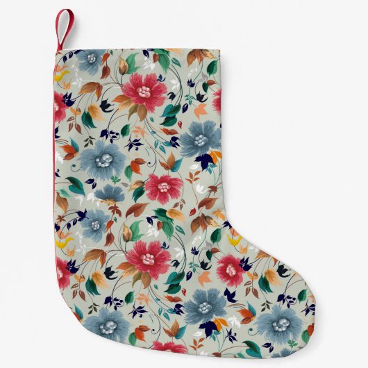 エレガンス開花:フローラヴィンテージ背景 スモールクリスマスストッキング (正面)
