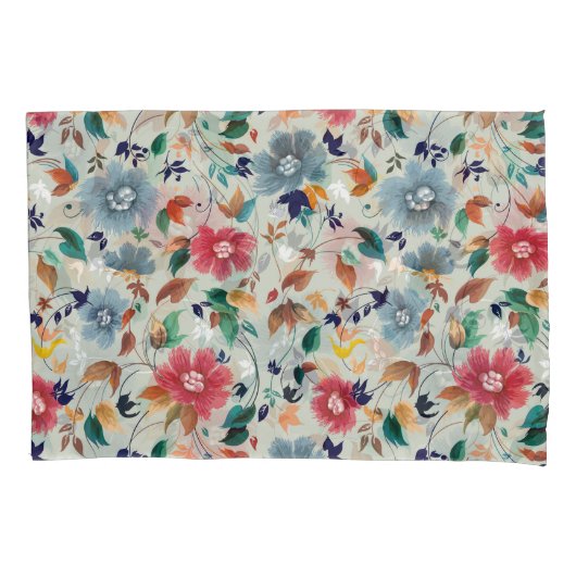 エレガンス開花:フローラヴィンテージ背景 枕カバー (正面)